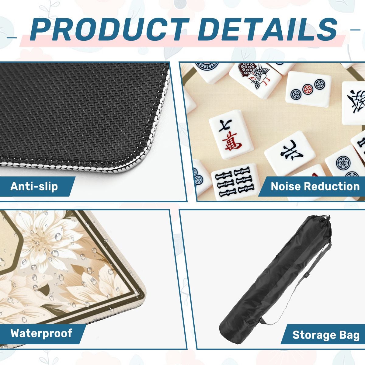 Linen Blossom Mahjong Mat