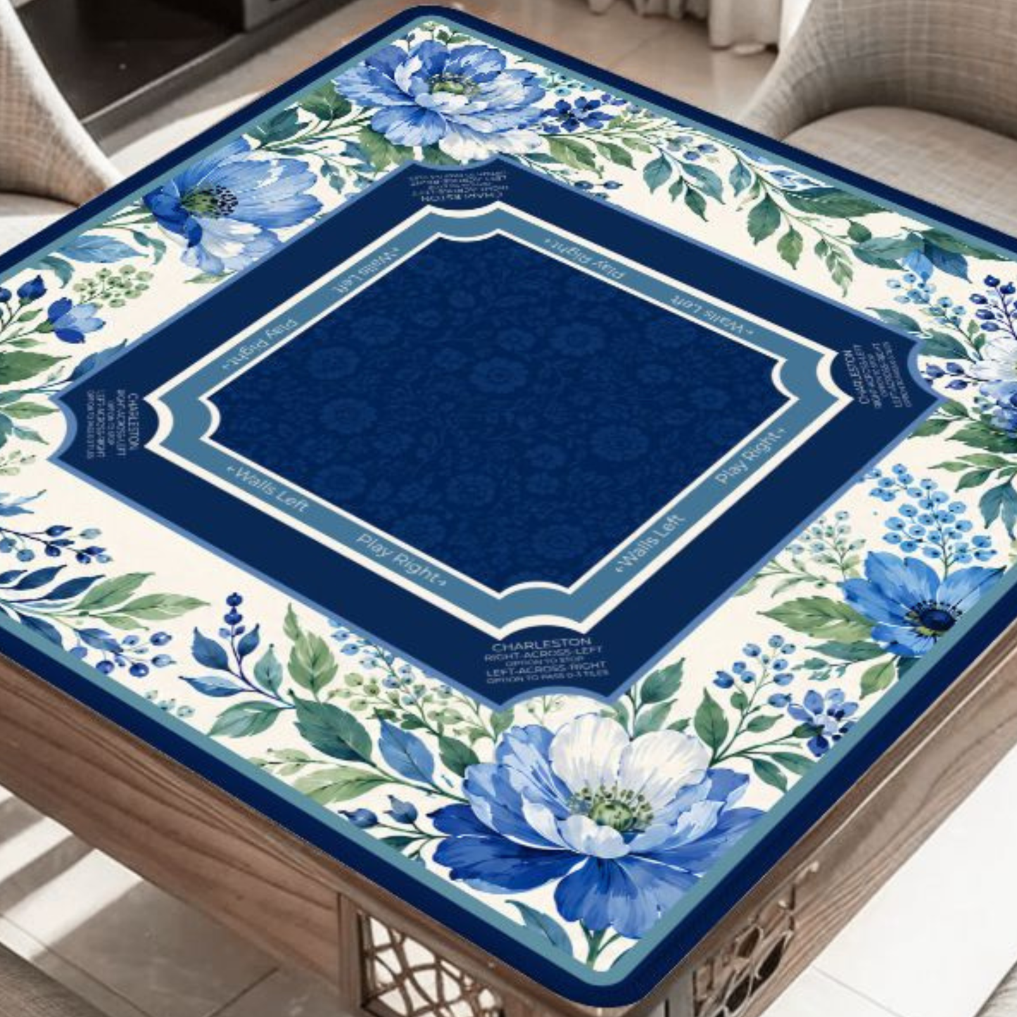 Cobalt Garden Mahjong Mat