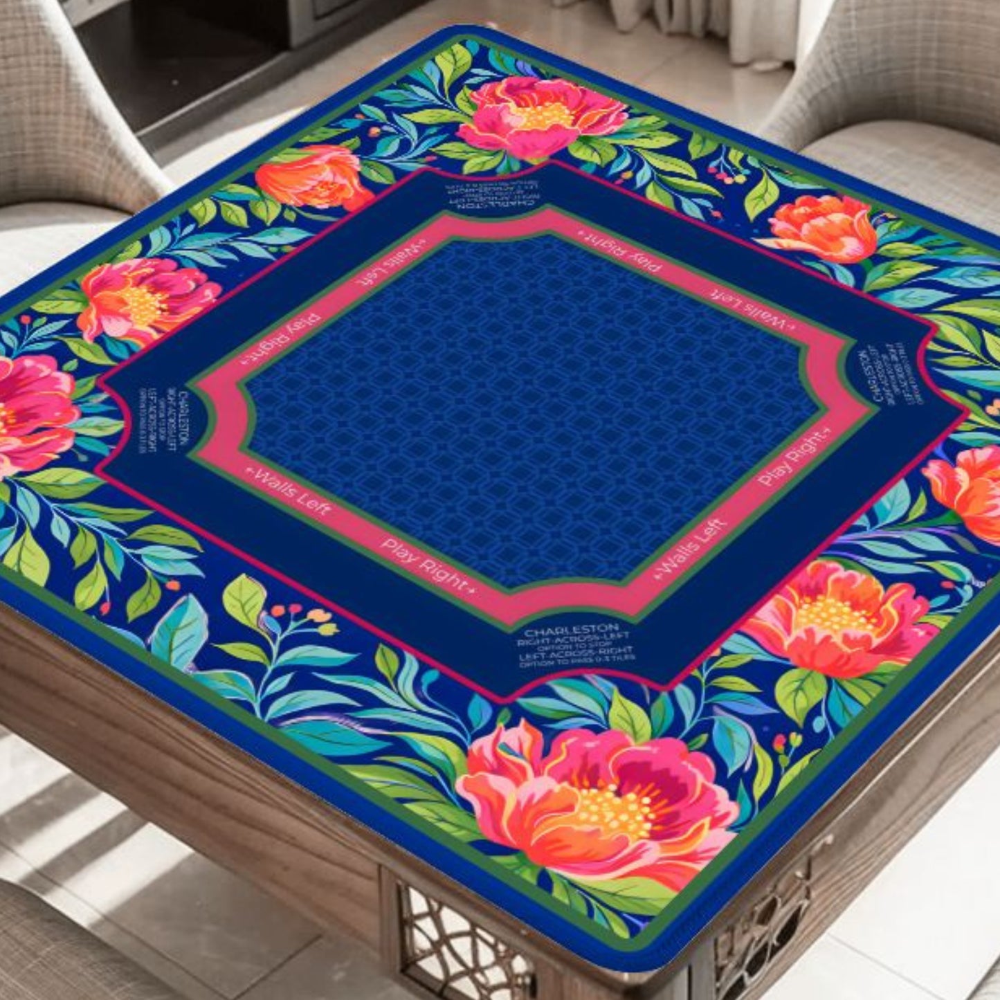 Grandmillennial Peony Mahjong Mat