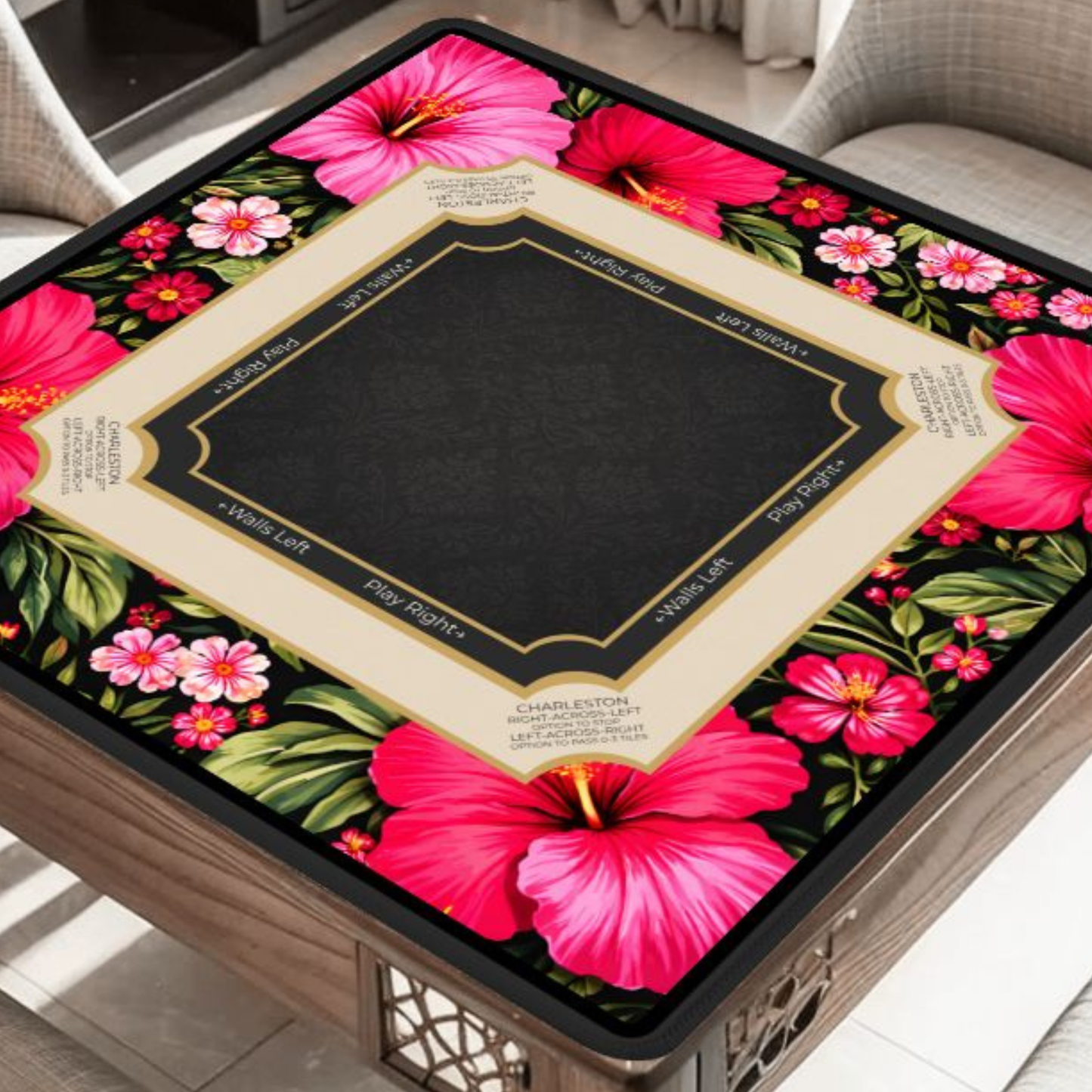 Midnight Hibiscus Mahjong Mat