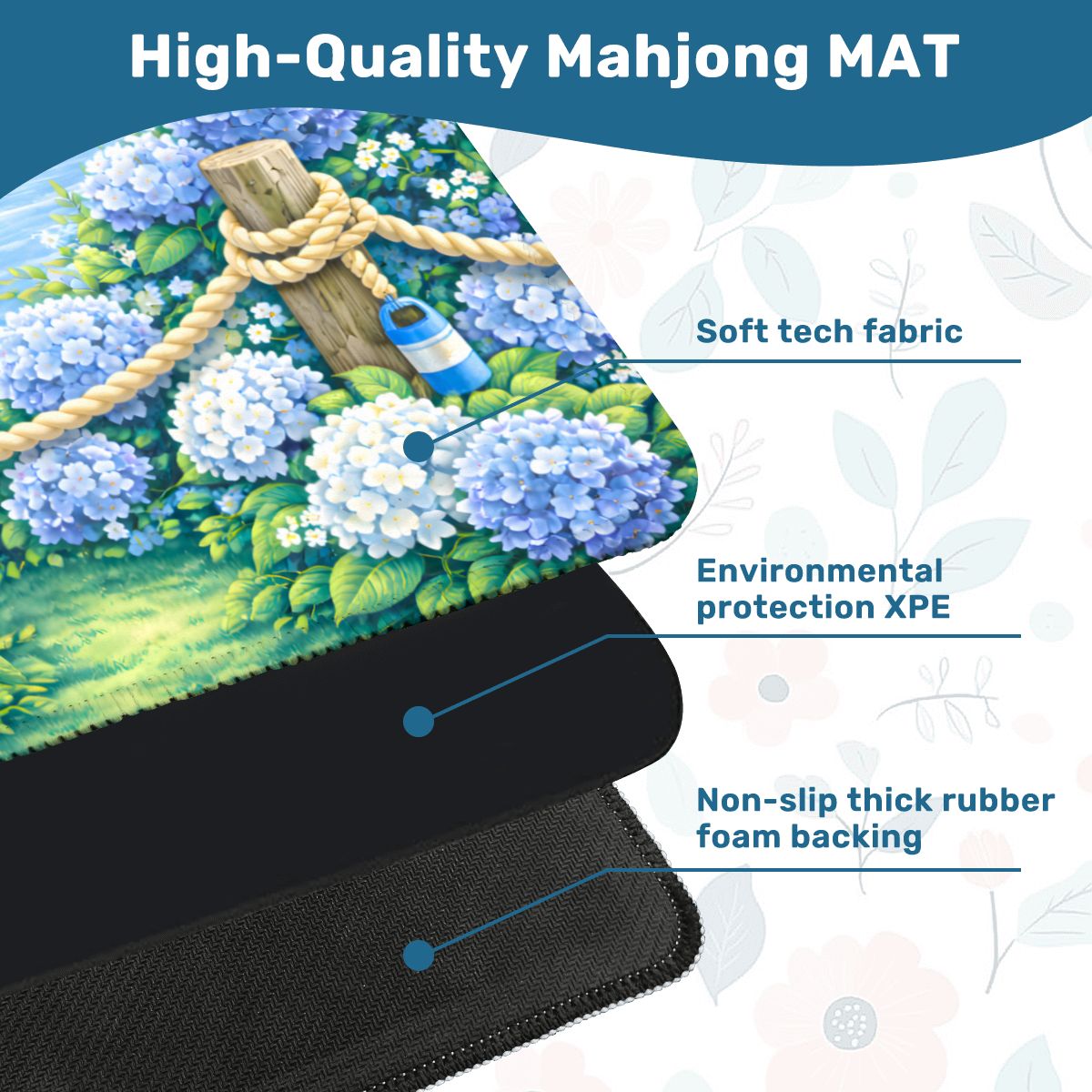 Nantucket Hydrangea Harbor Mahjong Mat