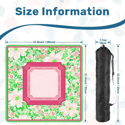 Palm Beach Blossom mahjong mat size guide and carrying bag dimensions