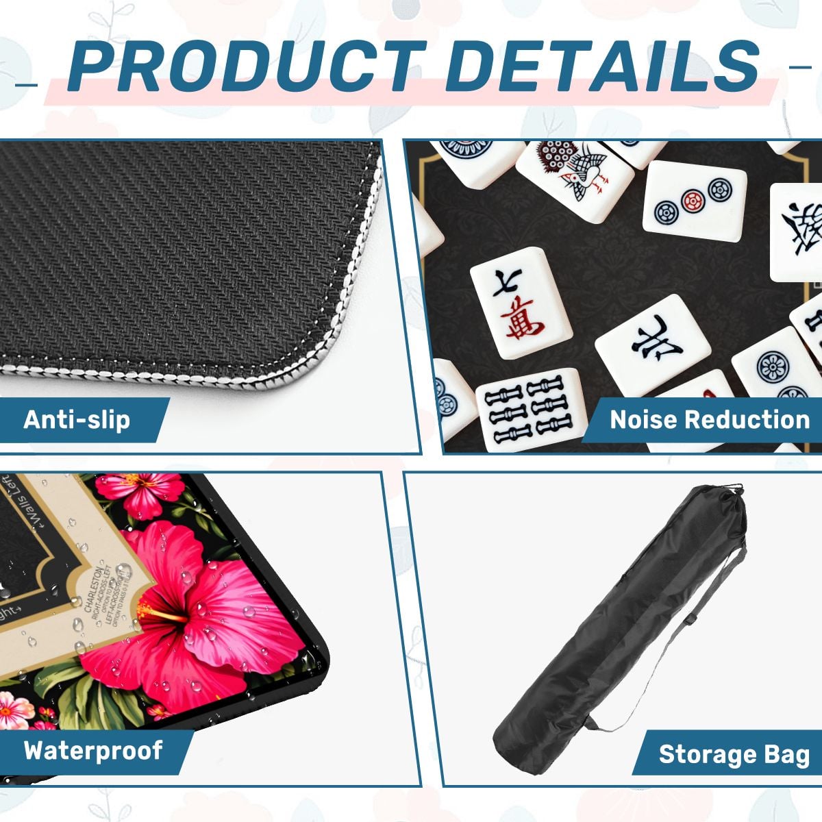 Midnight Hibiscus Mahjong Mat