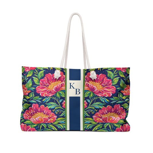 Grandmillennial Peony Mahjong Rack Tote Bag