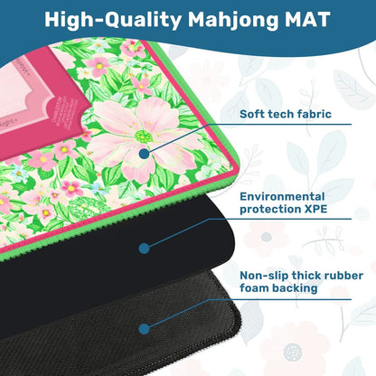 Palm Beach Blossom mahjong mat soft surface and non slip backing detail