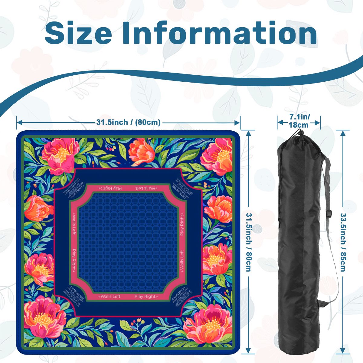 Grandmillennial Peony Mahjong Mat