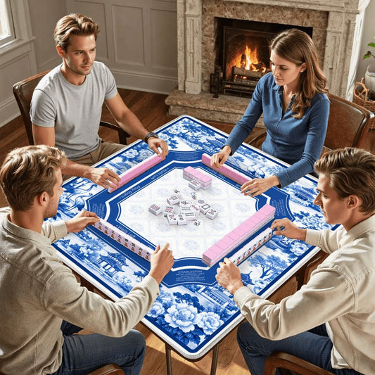 Porcelain Crane Garden Mahjong Mat