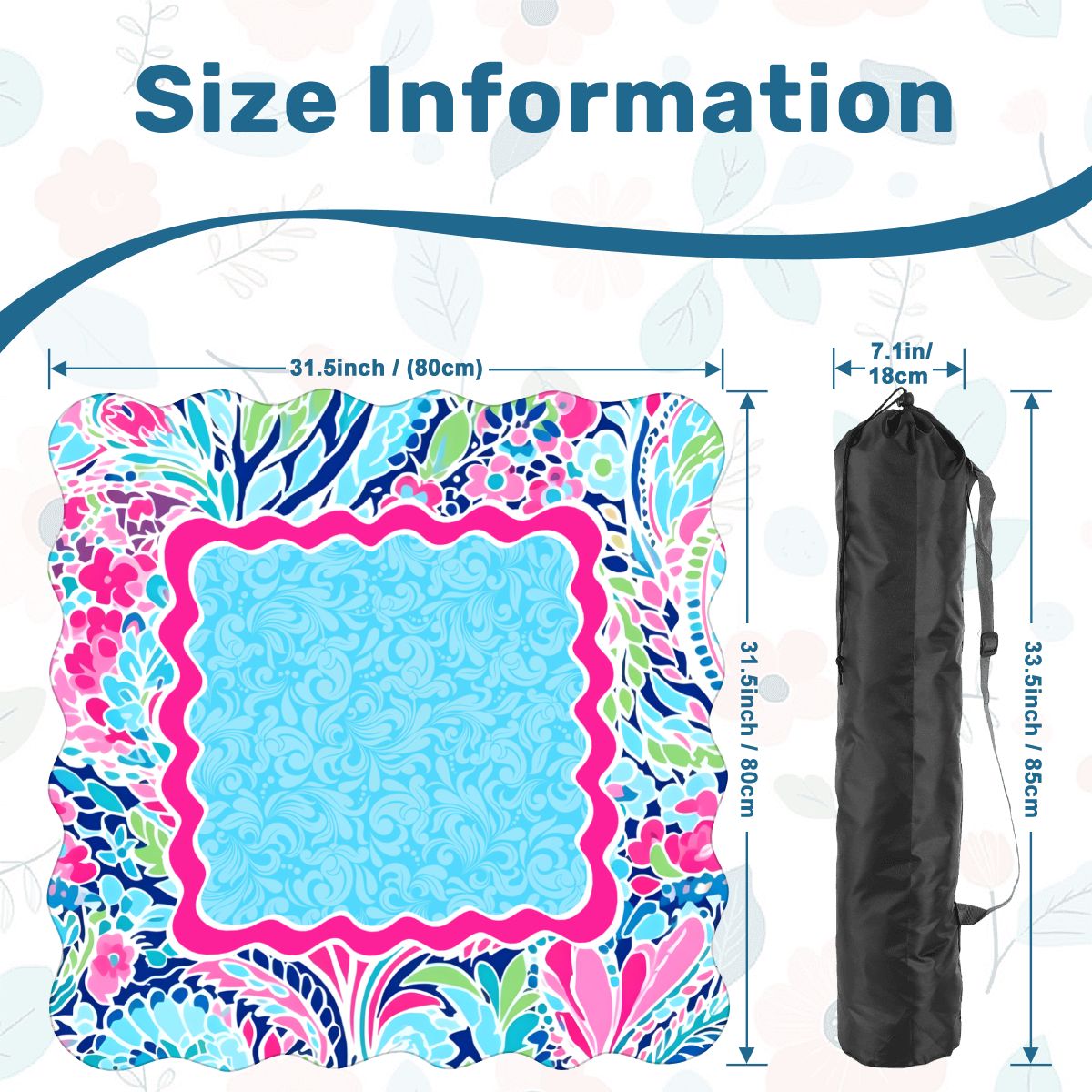 Electric Bloom mahjong mat size guide and carrying bag dimensions