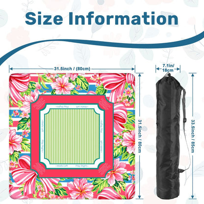 Hibiscus Ribbon mahjong mat size guide and carrying bag dimensions