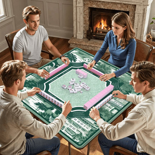 Jade Pagoda Chinoiserie Mahjong Mat