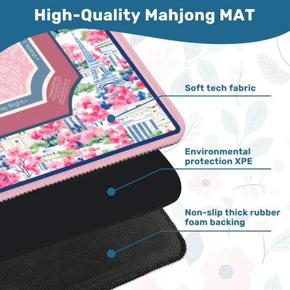 Paris Conservatory polyester mahjong mat smooth surface and non-slip rubber backing detail