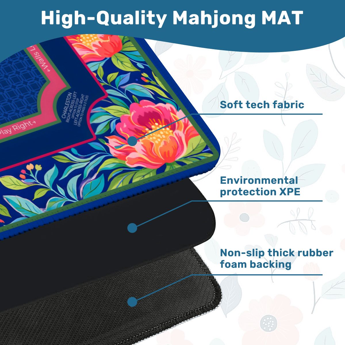 Grandmillennial Peony Mahjong Mat