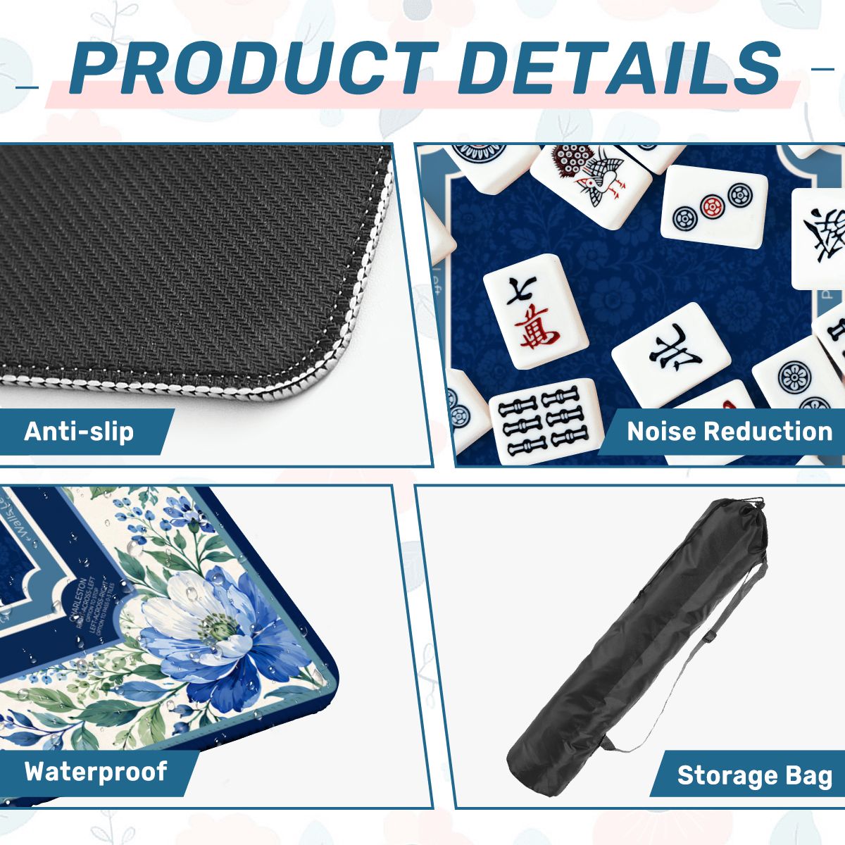 Cobalt Garden Mahjong Mat