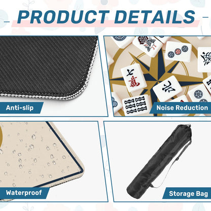 Northpoint Club mahjong mat product details showing anti slip base microfiber surface and storage bag