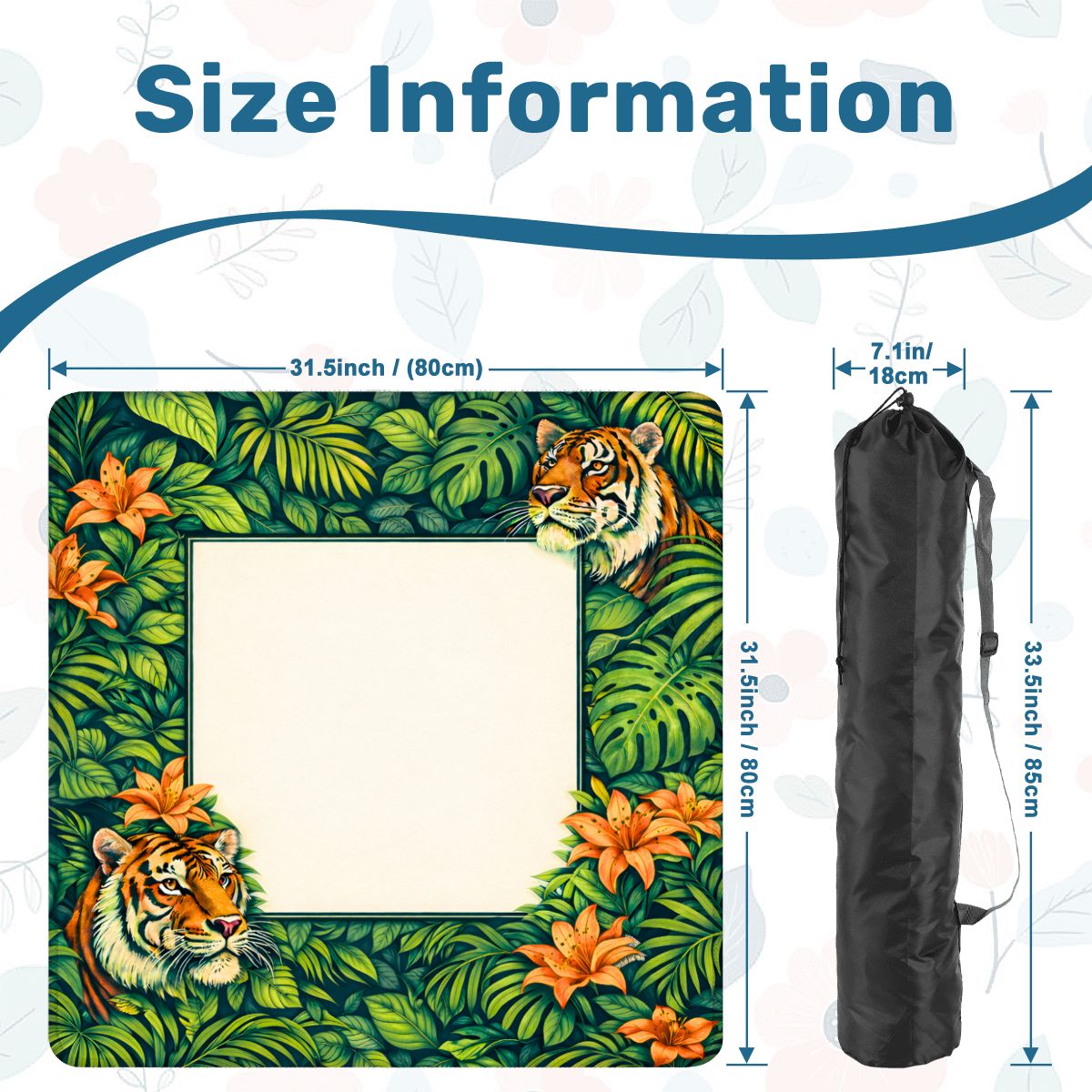 Verdant Bengal mahjong mat size guide and carrying bag dimensions
