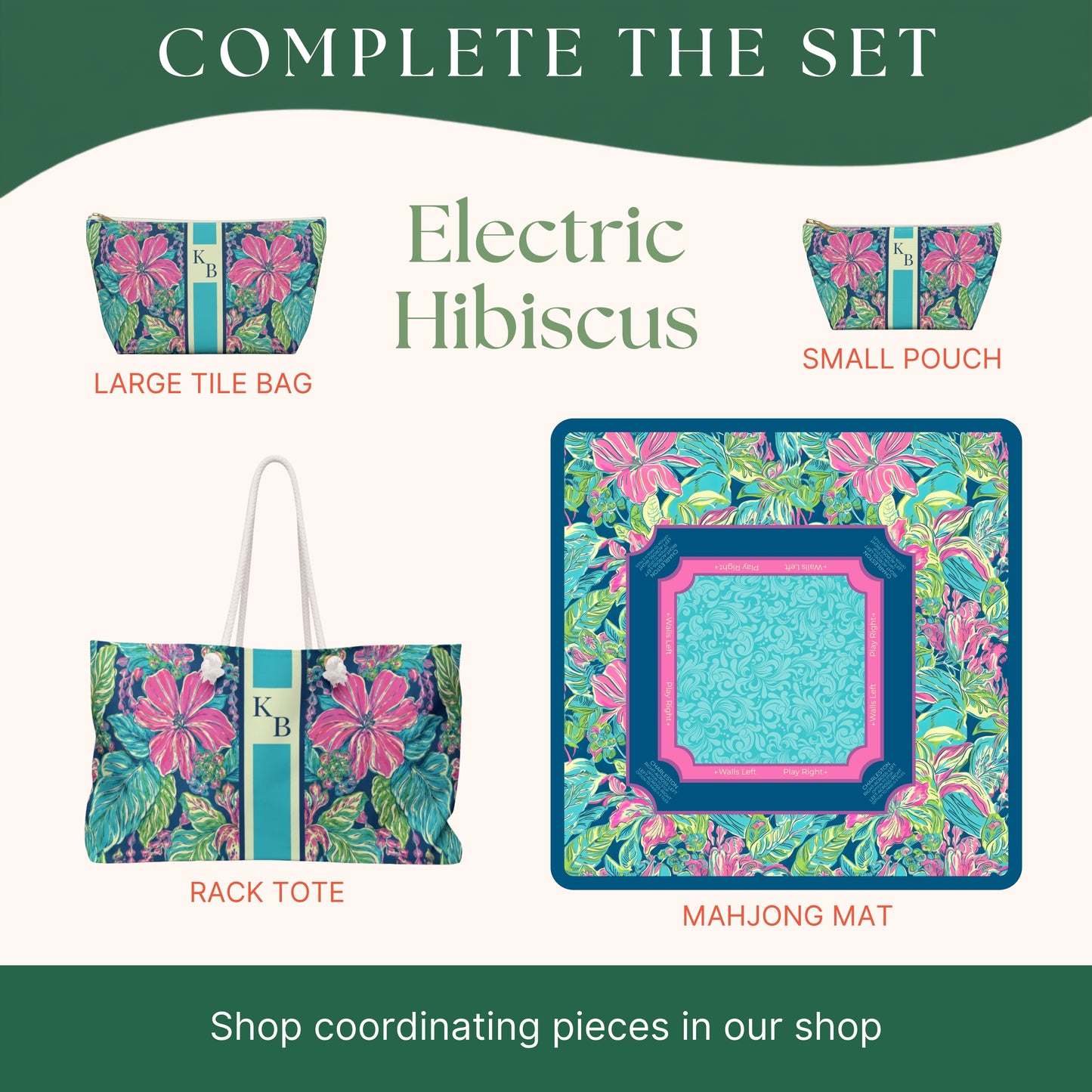 Electric Hibiscus Mahjong Mat