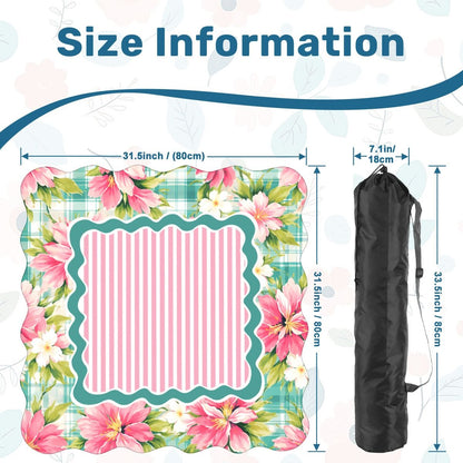 Coastal Hibiscus Plaid mahjong mat size guide and carrying bag dimensions