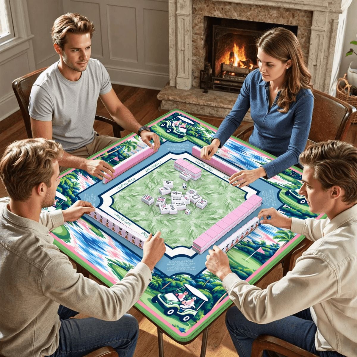 Palm Grove Links Mahjong Mat