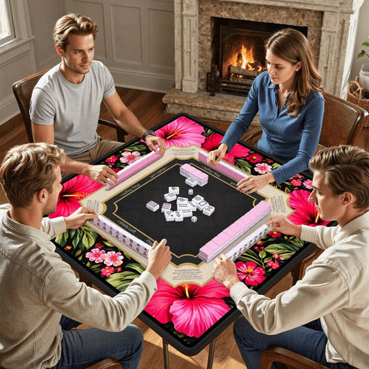 Midnight Hibiscus Mahjong Mat
