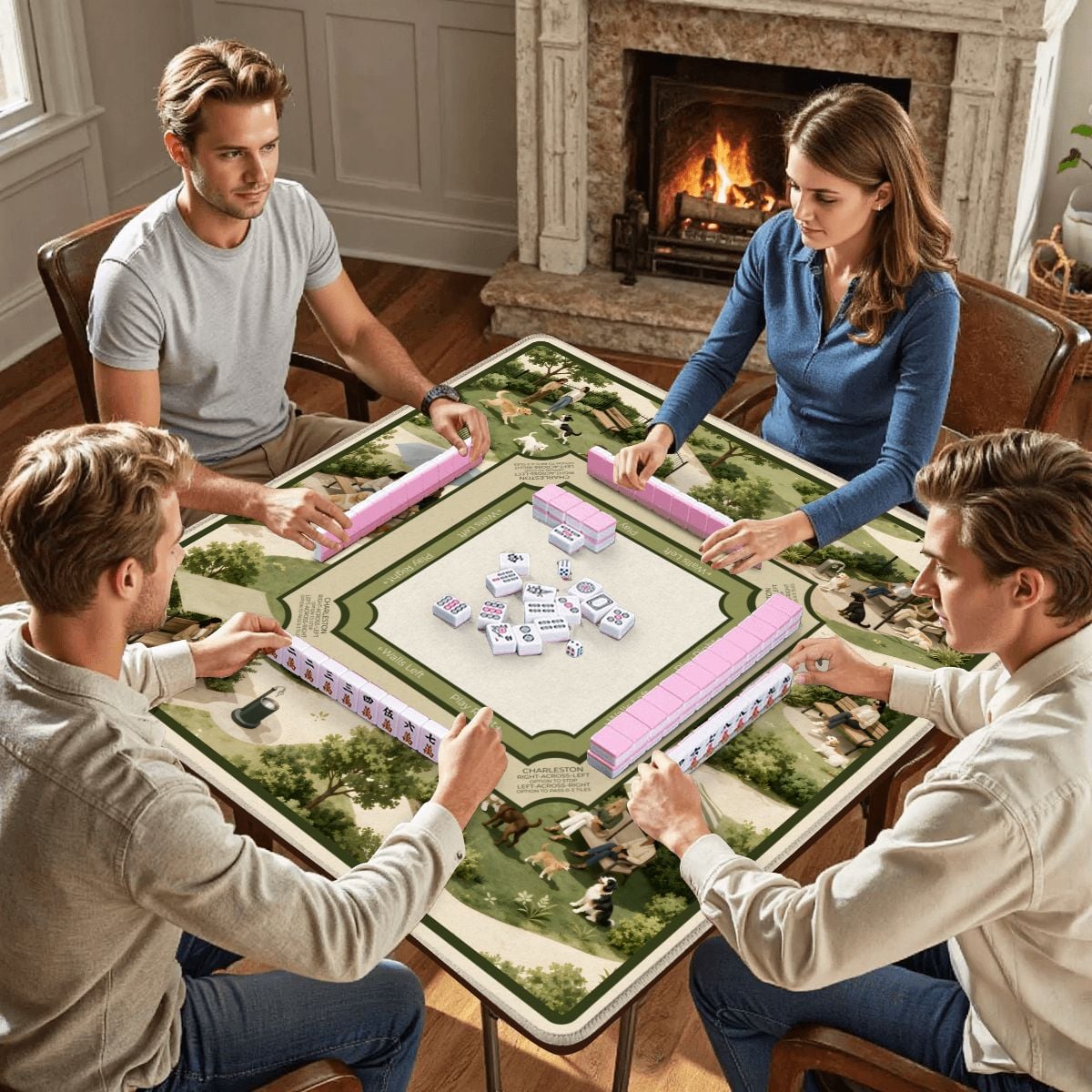 Canine Garden Party Mahjong Mat