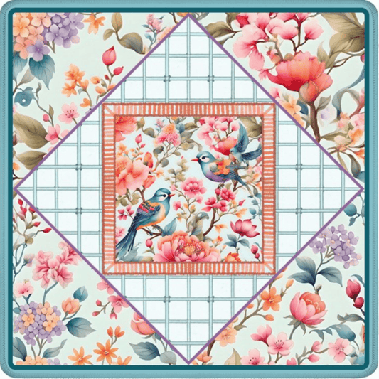 Coral Songbird Garden Mahjong Mat