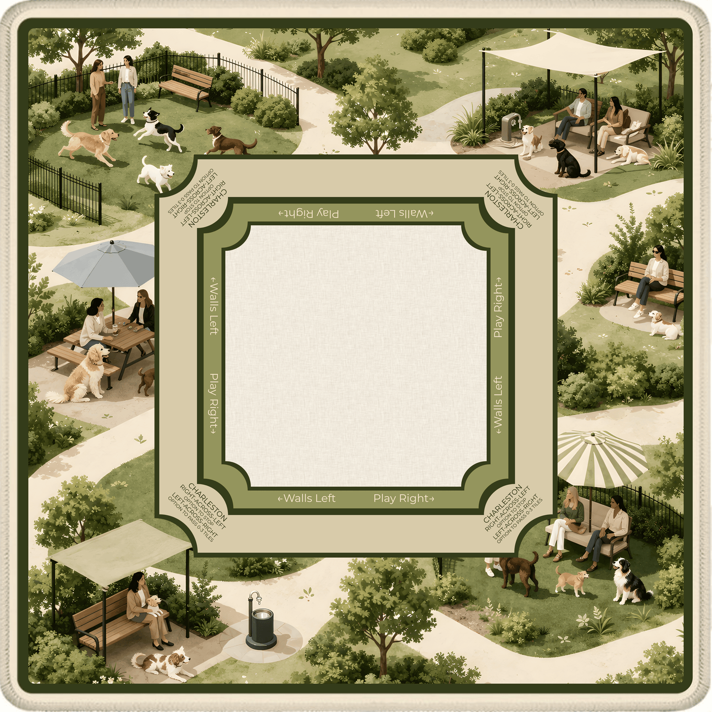 Canine Garden Party Mahjong Mat