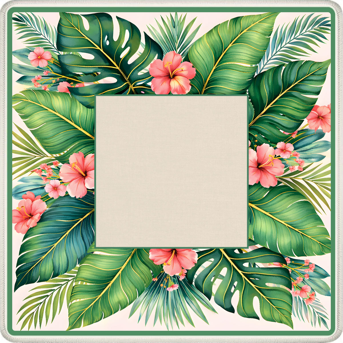 Hibiscus Palm Club mahjong mat flat lay showing the full design