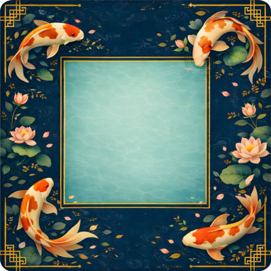 Imperial Koi Pond mahjong mat with koi fish swimming around lotus flowers