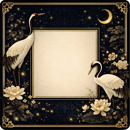 Moonlit Crane Garden Mahjong Mat