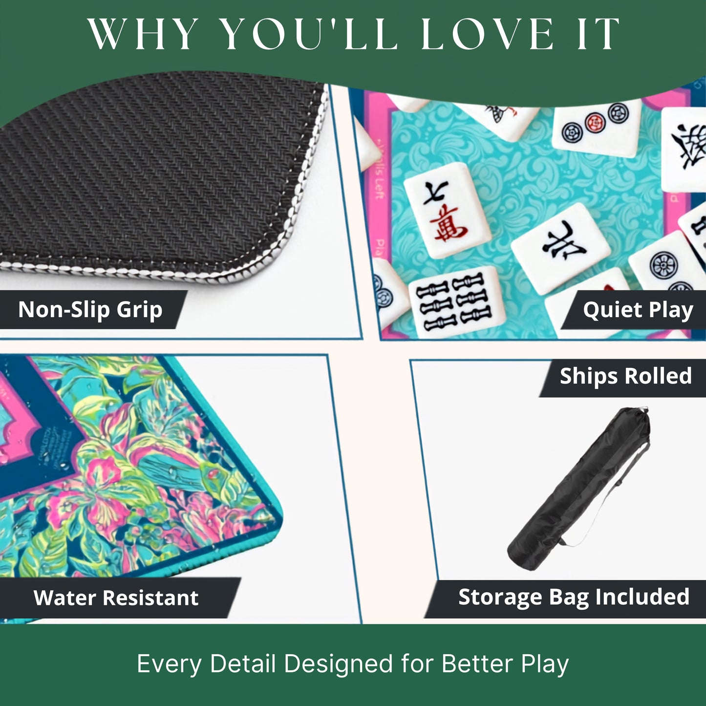Electric Hibiscus Mahjong Mat