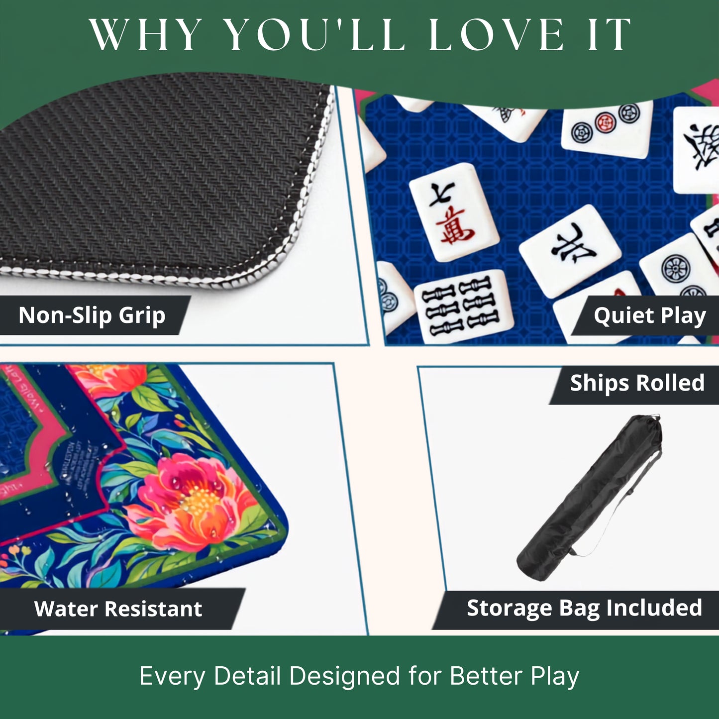 Grandmillennial Peony Mahjong Mat