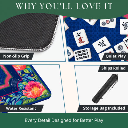 Grandmillennial Peony Mahjong Mat