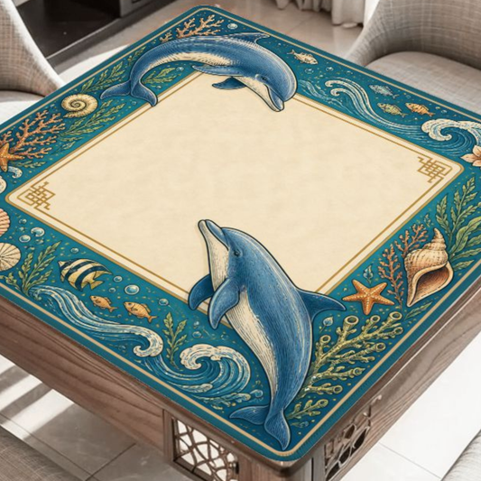 Azure Dolphin Cove Mahjong Mat