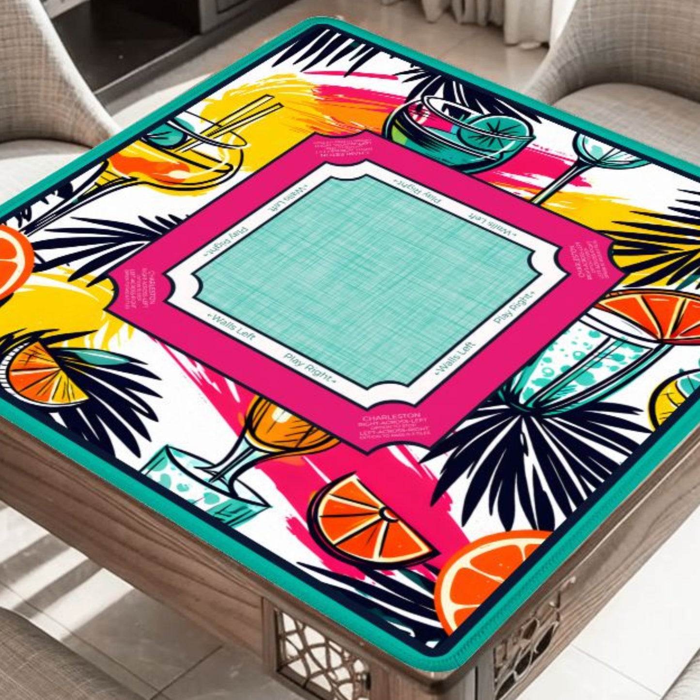 Electric Citrus Social Mahjong Mat
