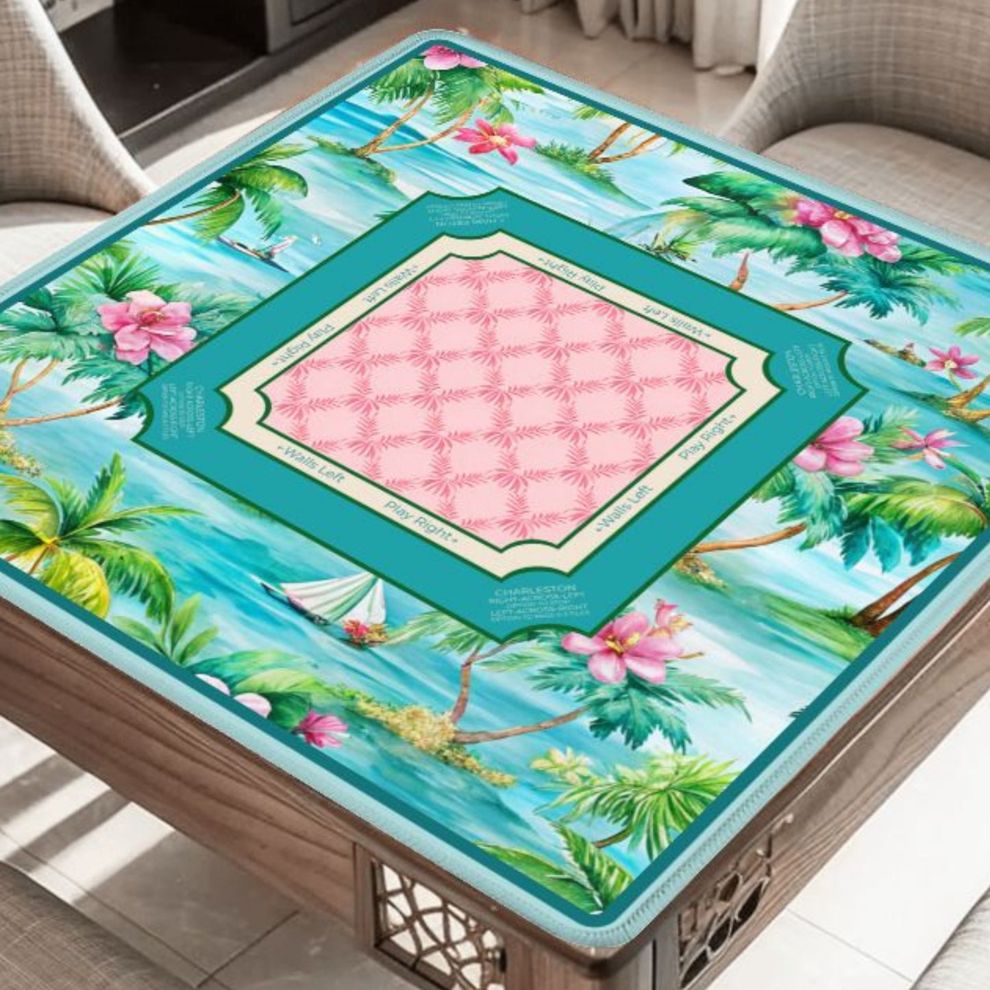 Hibiscus Lagoon Mahjong Mat