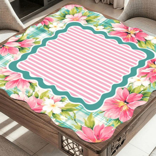 Coastal Hibiscus Plaid Mahjong Mat