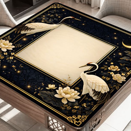 Moonlit Crane Garden Mahjong Mat