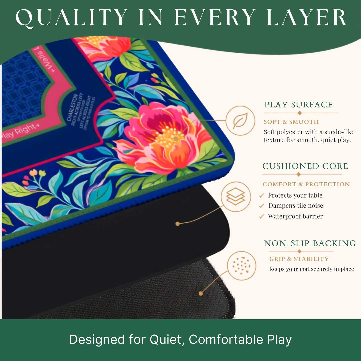 Grandmillennial Peony Mahjong Mat