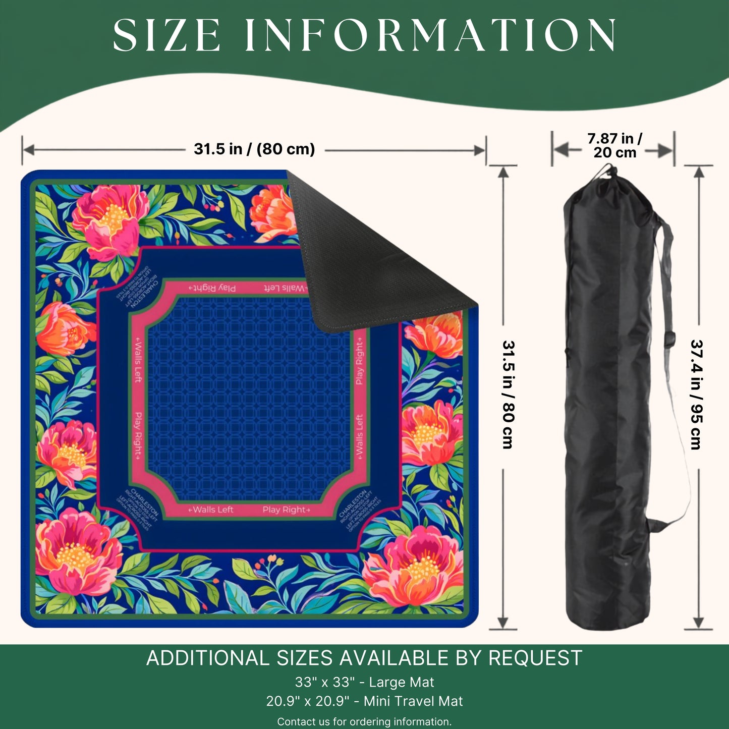 Grandmillennial Peony Mahjong Mat